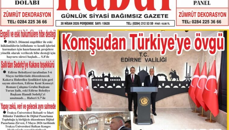 30 Nisan 2026 Perşembe Hudut Gazetesi