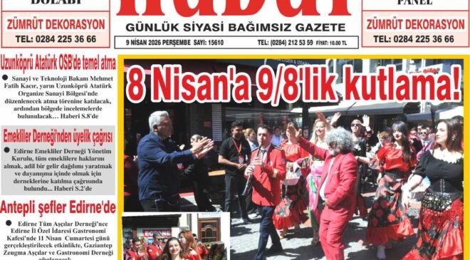 9 Nisan 2026 Perşembe Hudut Gazetesi