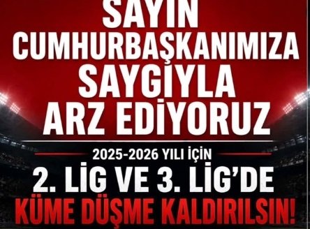 ‘Küme düşme kaldırılsın!