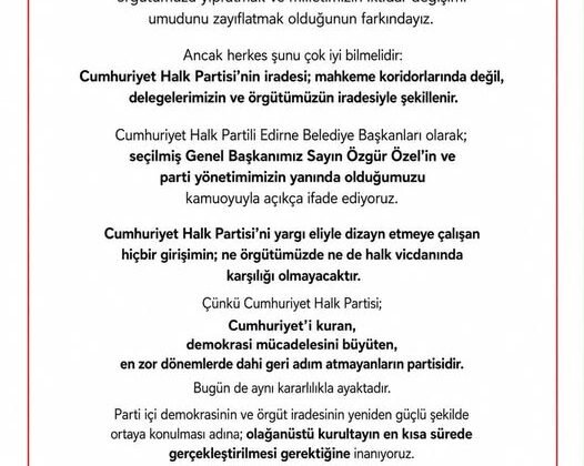 CHP’li Edirne Belediye Başkanlarından ortak açıklama