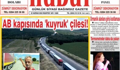 22 Haziran 2026 Pazartesi Hudut Gazetesi