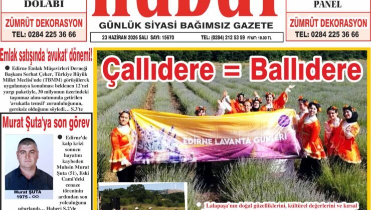 23 Haziran 2026 Salı Hudut Gazetesi