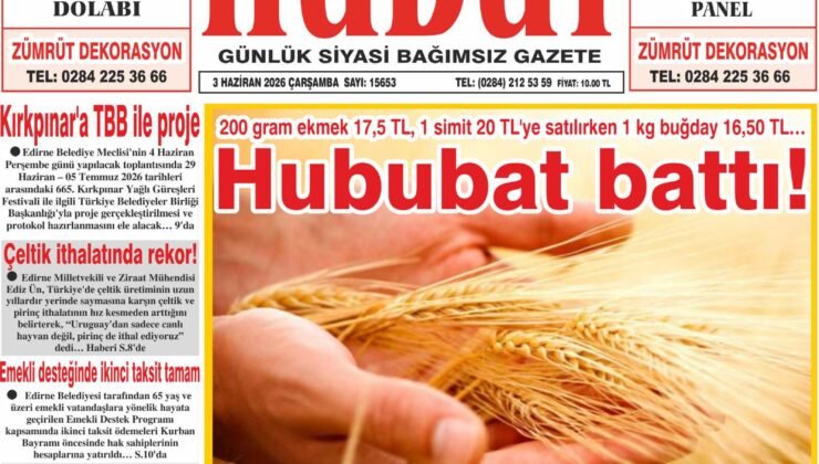 3 Haziran 2026 Çarşamba Hudut Gazetesi