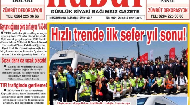 8 Haziran 2026 Pazartesi Hudut Gazetesi