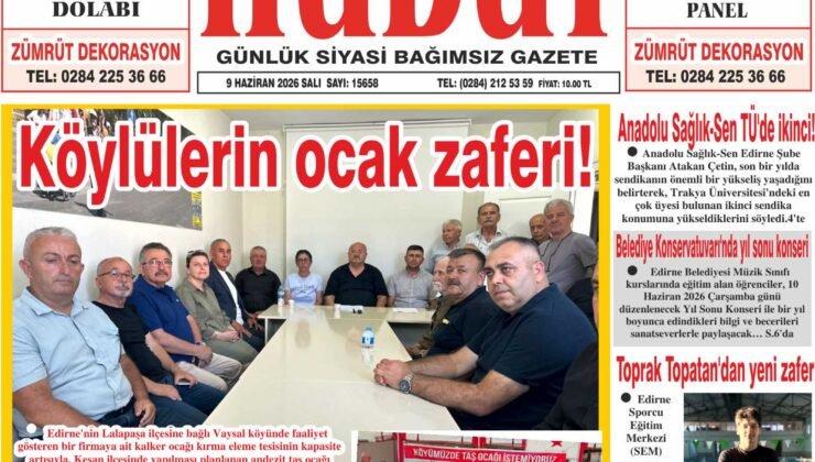 9 Haziran 2026 Salı Hudut Gazetesi
