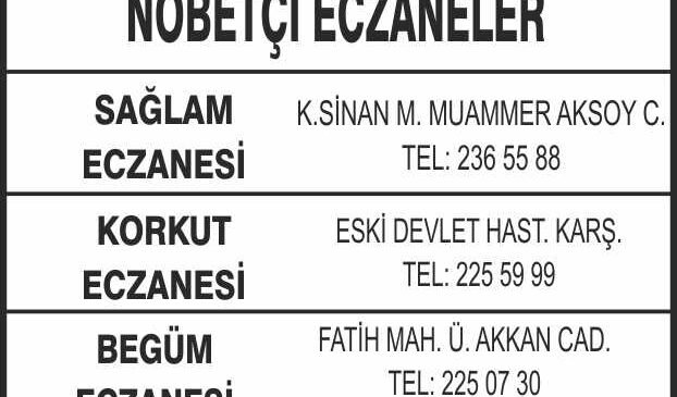Nöbetçi Eczaneler