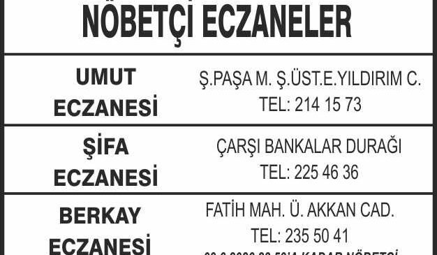 Nöbetçi Eczaneler