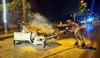 Alkollü sürücünün otomobili takla attı; 2 yaralı!