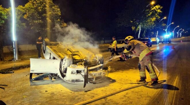 Alkollü sürücünün otomobili takla attı; 2 yaralı!