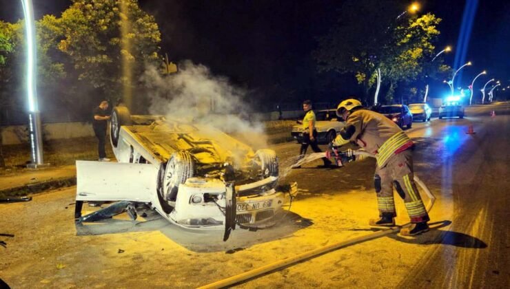 Alkollü sürücünün otomobili takla attı; 2 yaralı!