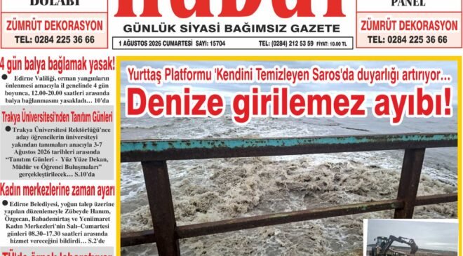 1 Ağustos 2026 Cumartesi Hudut Gazetesi