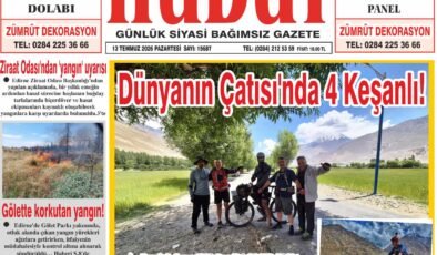 13 Temmuz 2026 Pazartesi Hudut Gazetesi