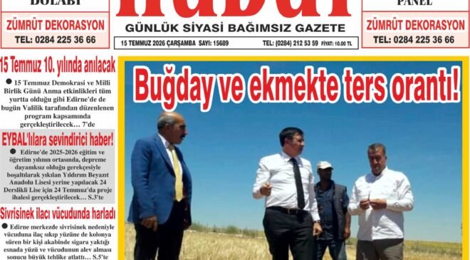 15 Temmuz 2026 Çarşamba Hudut Gazetesi