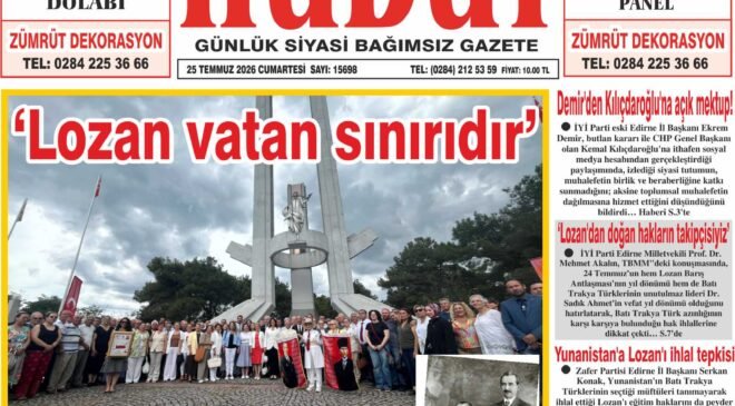 25 Temmuz 2026 Cumartesi Hudut Gazetesi