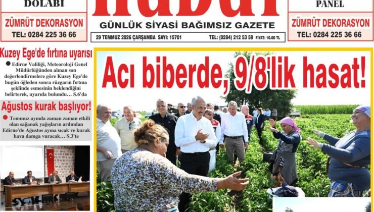 29 Temmuz 2026 Çarşamba Hudut Gazetesi