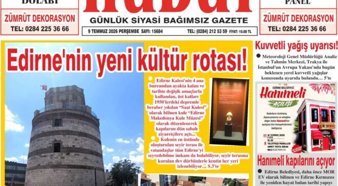 9 Temmuz 2026 Perşembe Hudut Gazetesi