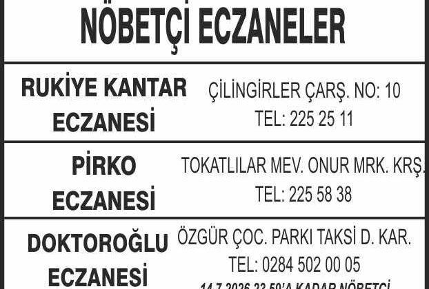 Nöbetçi Eczaneler