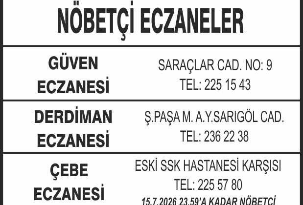 Nöbetçi Eczaneler