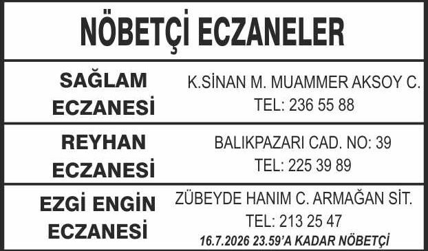 Nöbetçi Eczaneler
