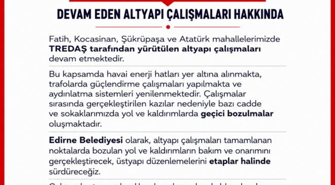 Belediyeden altyapı açıklaması