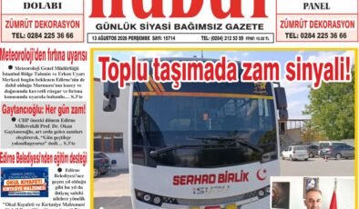 13 Ağustos 2026 Perşembe Hudut Gazetesi