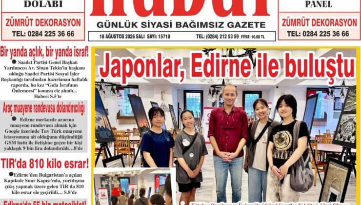18 Ağustos 2026 Salı Hudut Gazetesi