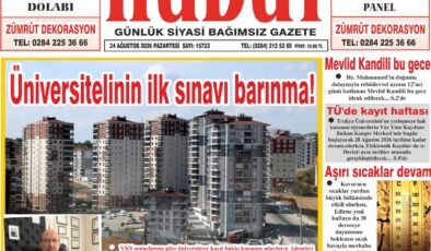 24 Ağustos 2026 Pazartesi Hudut Gazetesi