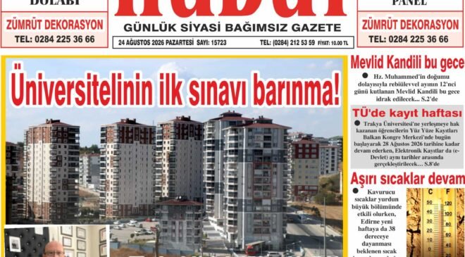 24 Ağustos 2026 Pazartesi Hudut Gazetesi