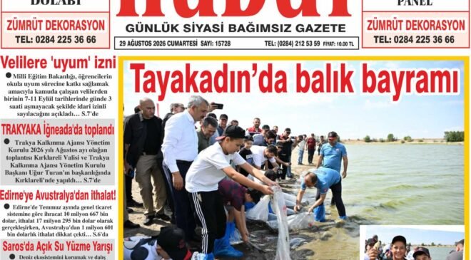 29 Ağustos 2026 Cumartesi Hudut Gazetesi