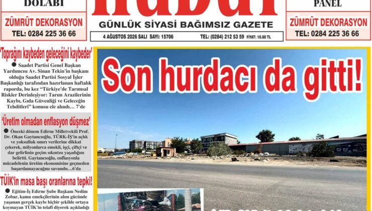 4 Ağustos 2026 Salı Hudut Gazetesi