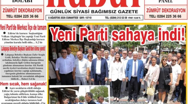 8 Ağustos 2026 Cumartesi Hudut Gazetesi