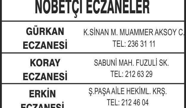 Nöbetçi Eczaneler