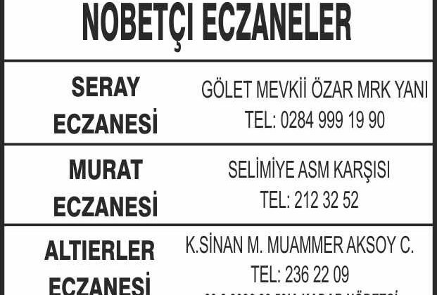Nöbetçi Eczaneler