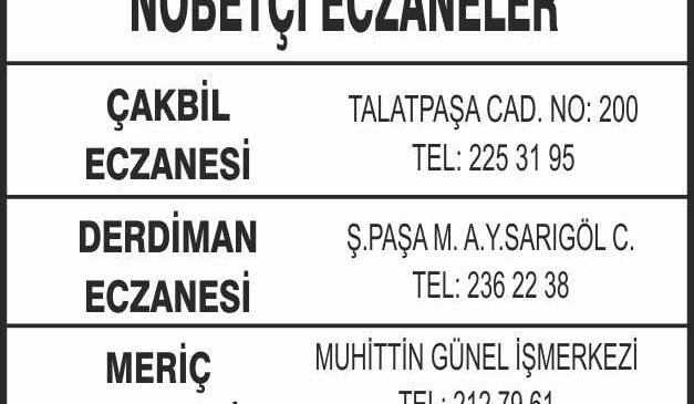 Nöbetçi Eczaneler