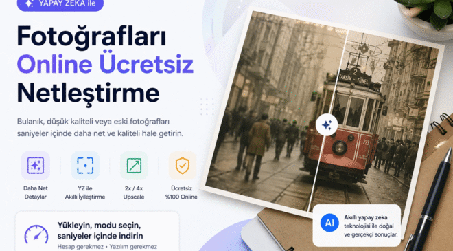 Fotoğrafları Online Ücretsiz Netleştirme – YZ ile Hızlı ve Kolay