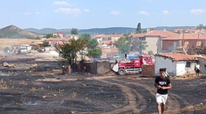 Ot yangını evlere sıçramadan söndürüldü!