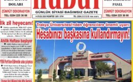 14 Eylül 2026 Pazartesi Hudut Gazetesi