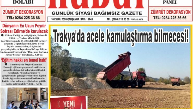 16 Eylül 2026 Çarşamba Hudut Gazetesi
