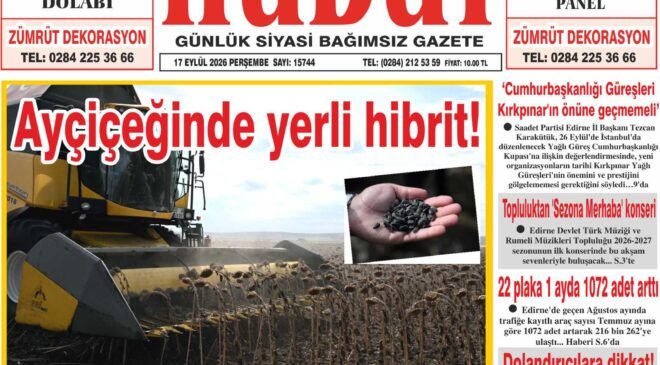 17 Eylül 2026 Perşembe Hudut Gazetesi