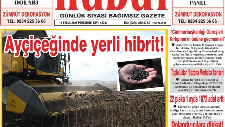 17 Eylül 2026 Perşembe Hudut Gazetesi