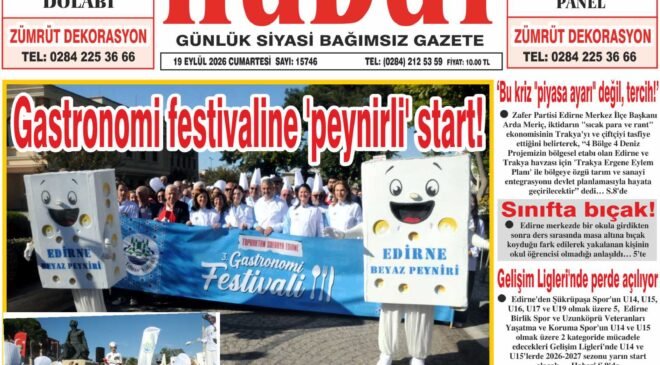 19 Eylül 2026 Cumartesi Hudut Gazetesi