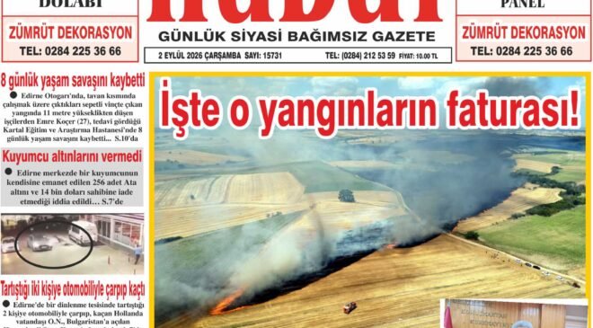 2 Eylül 2026 Çarşamba Hudut Gazetesi