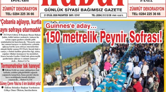 21 Eylül 2026 Pazartesi Hudut Gazetesi