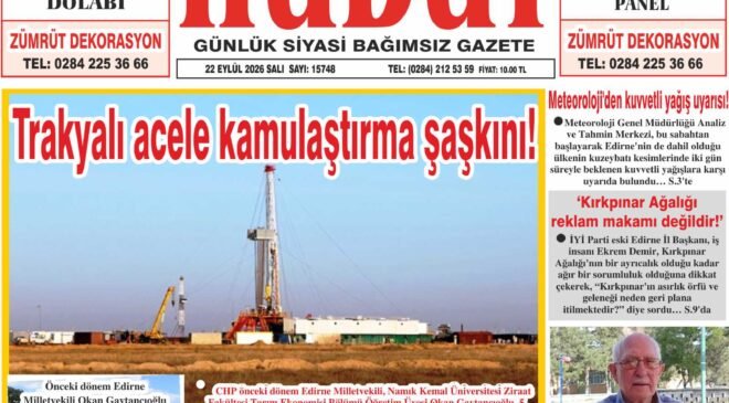 22 Eylül 2026 Salı Hudut Gazetesi