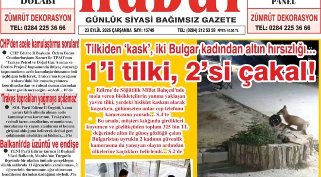 23 Eylül 2026 Çarşamba Hudut Gazetesi