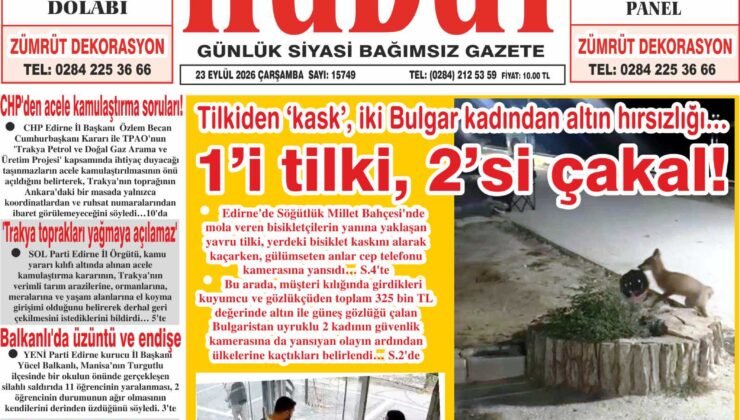 23 Eylül 2026 Çarşamba Hudut Gazetesi
