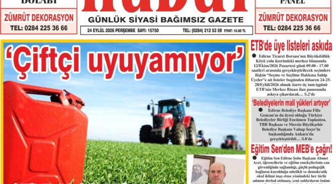 24 Eylül 2026 Perşembe Hudut Gazetesi