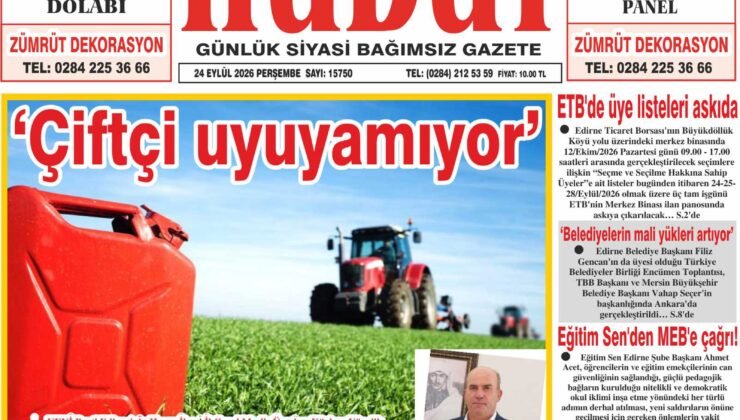 24 Eylül 2026 Perşembe Hudut Gazetesi