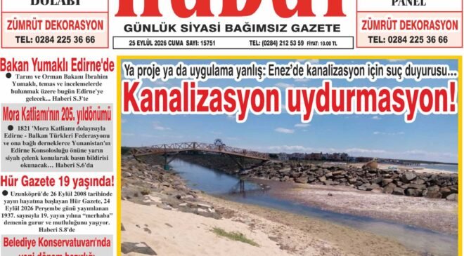 25 Eylül 2026 Cuma Hudut Gazetesi