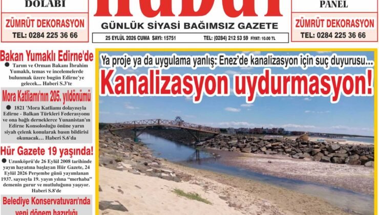 25 Eylül 2026 Cuma Hudut Gazetesi